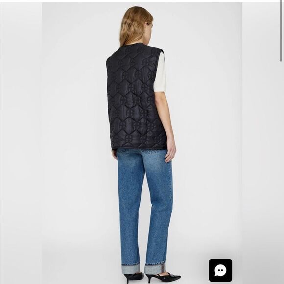Anine Bing Andy Black Quilted Monogram Vest Pockets‎ Women’s Size Large - Picture 2 of 14